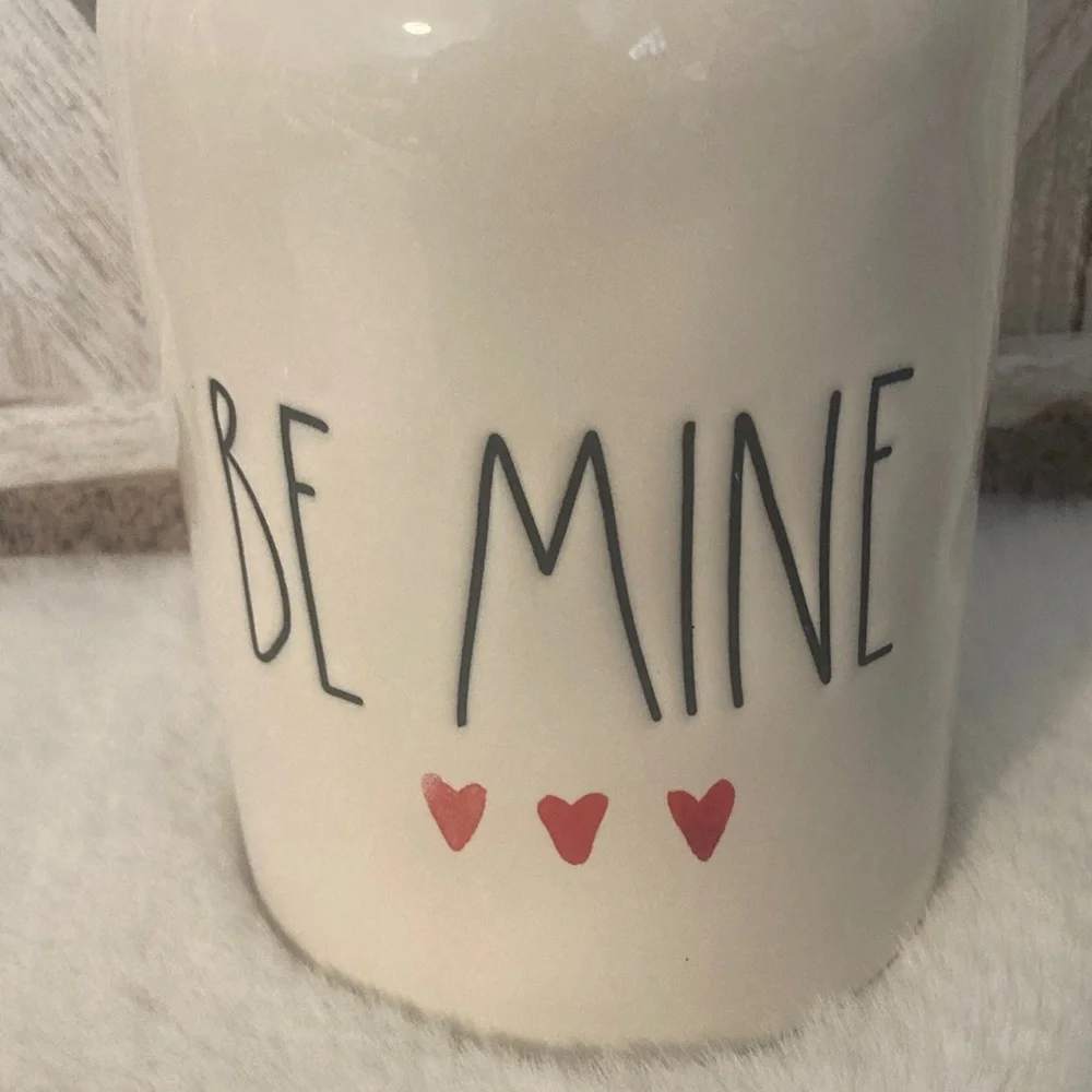 Rae Dunn Be Mine Ceramic Jar with Red Handle